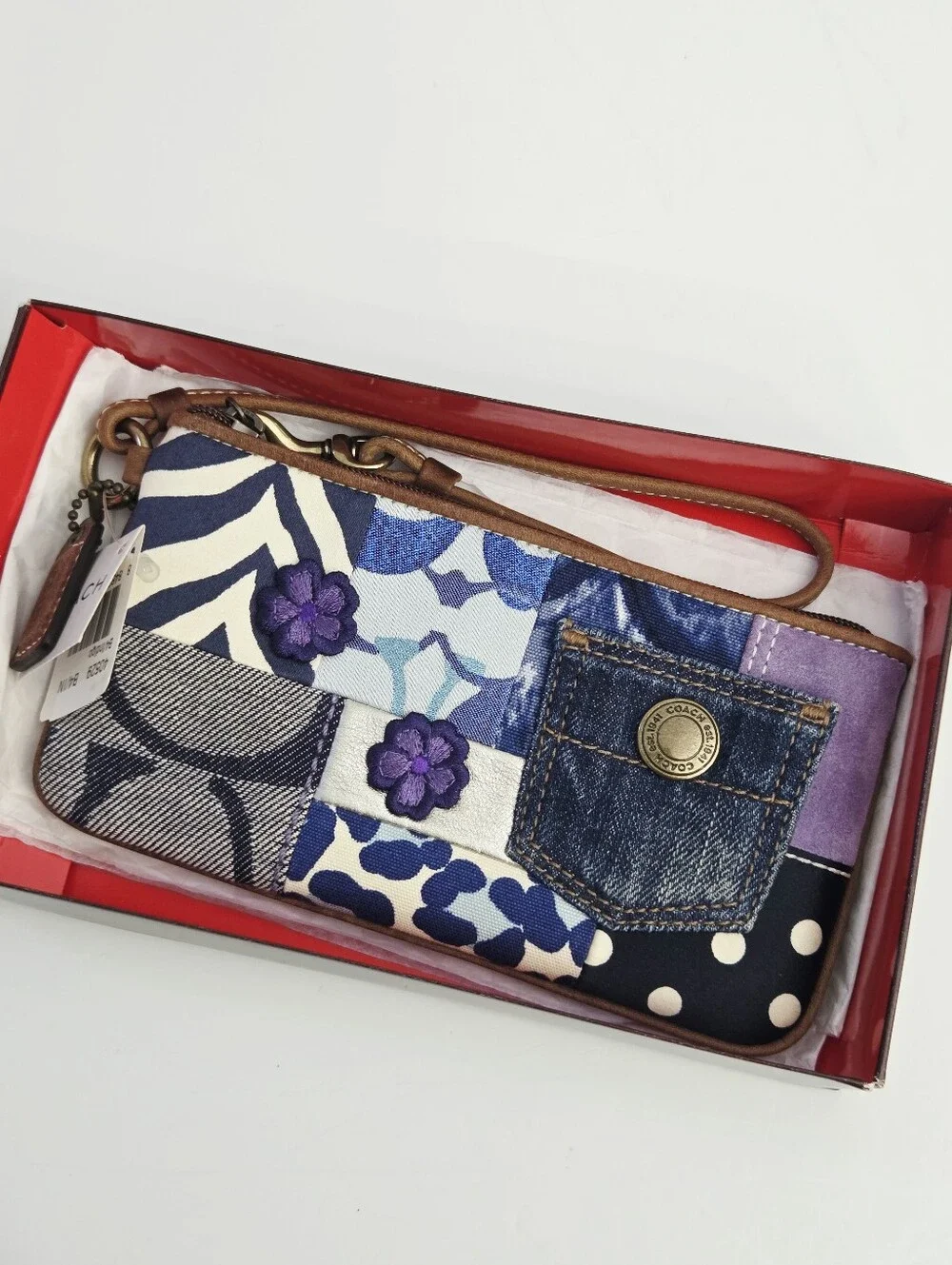 NWT VINTAGE COACH Y2K PATCHWORK WRISTLET BAG INDIGO 40529